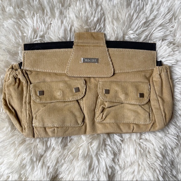 MICHE Corduroy Clutch Shell Bag Tan NWT - Picture 1 of 4